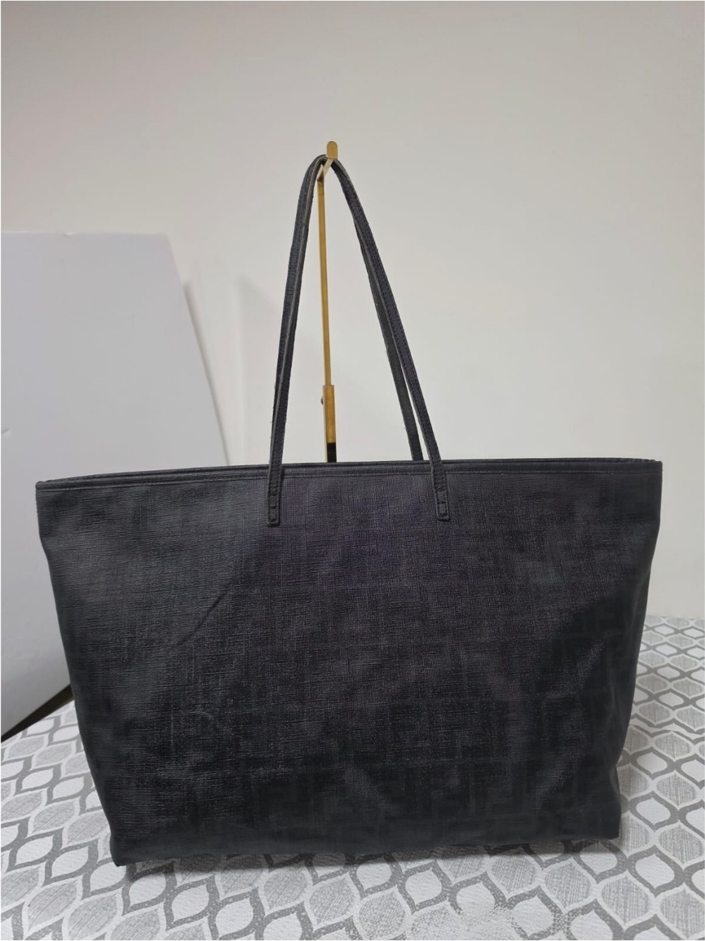 Fendi Zucca FF Roll Tote X large Black
